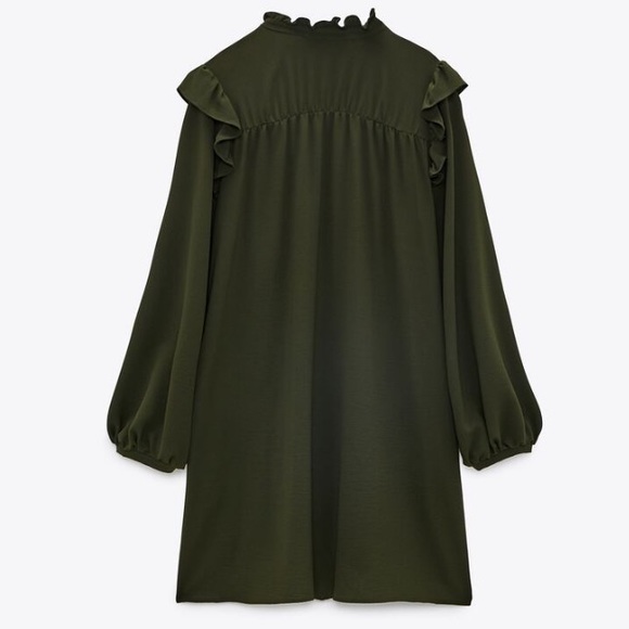 Zara Green Ruffle Trim Button Down Dress - Picture 11 of 15